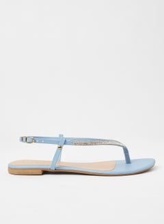 Buy Casual Plain Flat Sandals Denim Blue in Saudi Arabia