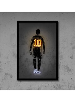 Buy Neymar Neon Art Poster With Frame Multicolor 30x40cm in Saudi Arabia