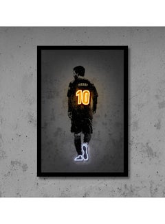 Buy Messi Neon Art Poster With Frame Multicolor 30x40cm in UAE