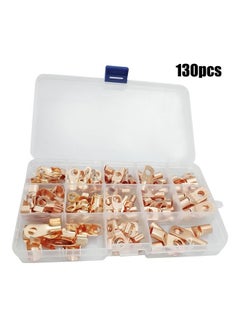 اشتري 130-Piece  Copper Cable  Heavy Duty Wire Lugs Terminal Connectors Assortment Kit Multicolour في السعودية