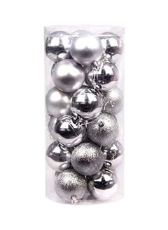 Buy 24-Piece Christmas Tree Decorative Balls Silver 4cm in Egypt