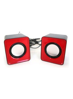 Buy 2-Piece Mini Portable USB 2.0 Wired Music Speaker Red in Saudi Arabia