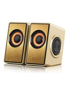 Buy 2-Piece Wired Deep Bass Stereo Surround Speakers For Pc Gold/Black in Saudi Arabia