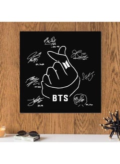 Buy BTS Squad's Signatures Themed Wall Art Black/White 33x33cm in Saudi Arabia