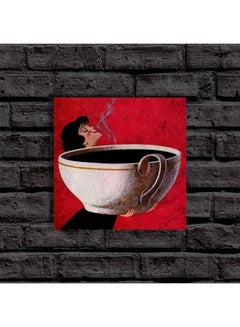 Buy A Cup Of Coffee Themed Wall Art Multicolour 33x33cm in Saudi Arabia