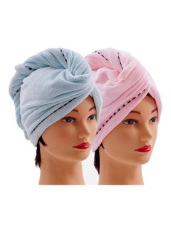 Buy 2-Piece Hair Towel Wrap Set Multicolour 63x24cm in UAE