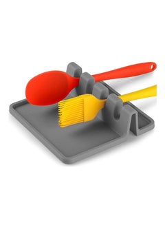 Buy Silicone Spoon Rest For Kitchen Counter Grey in Saudi Arabia