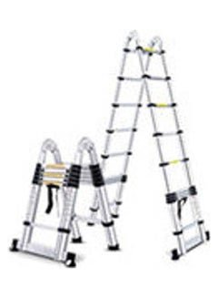 اشتري Telescopic Ladder 3.2M Aluminum Portable Multi-Purpose Ladder Steps Extension Extendable Ladder for Outdoor / Indoor فضي 3.2متر في السعودية