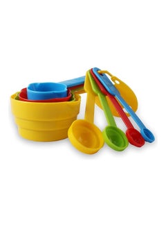 Buy 8-Piece Measuring Cup And Spoon With Hanging Ring Multicolour 17x12x12cm in UAE