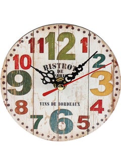 Buy Artistic Creative European Style Round Antique Wooden Home Wall Clock MultiColour in Egypt
