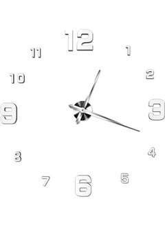 اشتري Simple Fashion  Mirror Wall Clock Diy Digital Clock Silver في مصر