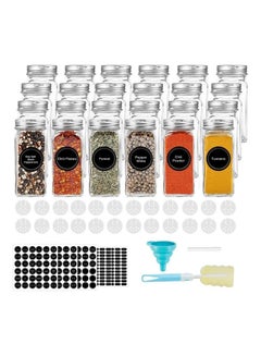 Buy 24-Piece Glass Spice Jar Set With Accessories Multicolour 120ml in Saudi Arabia