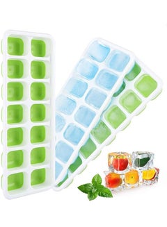 Buy Pack Of 3 Easy-Release And Flexible Ice Cube Trays Green/Blue/White One Size in UAE