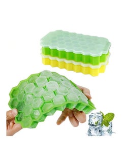 Buy 2-Piece Honeycomb Shape Ice Cube Tray Green/Yellow/Clear One Size in Egypt