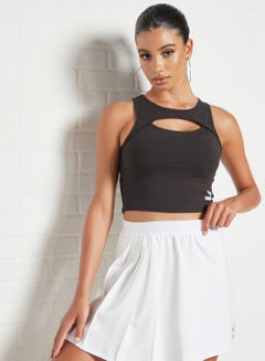 Buy Cut-Out Detail Crop Top Black in UAE