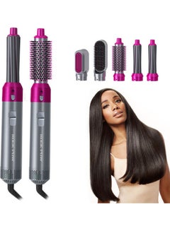 Buy 5-in-1 Hot Air Hair Curler Set Pink/Grey in UAE