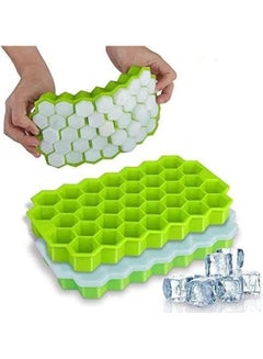 Buy 2-Piece Silicone Ice Cube Tray Set With Plastic Lids Green One Size in UAE