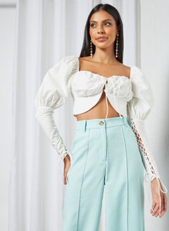 Buy Tie Detail Corset Crop Top White in Saudi Arabia