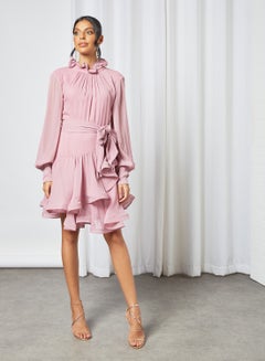 اشتري Callie Ruffle Detail Dress Pink في الامارات