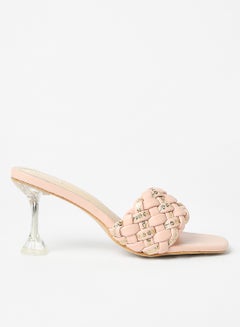 Buy Fashionable Heeled Sandals Beige/Gold in UAE