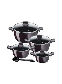 Buy 9-Piece Aluminium Non-Stick Coating G6 Resist Intense Cookware Set Black/Clear 26cm in UAE