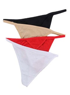 Buy Pack Of 4 Solid Pattern G-String Briefs Multicolour in UAE