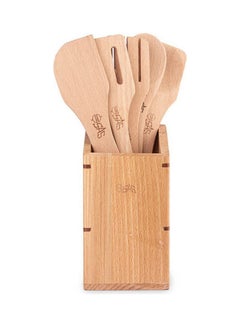 اشتري 5 Wooden Spoon Holder Brown في مصر