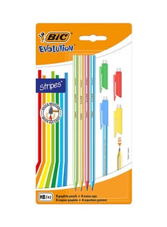 Buy Pack Of 4  Evolution Stripes Woodfree Graphite Pencil + Hb Eraser Multicolour in Egypt