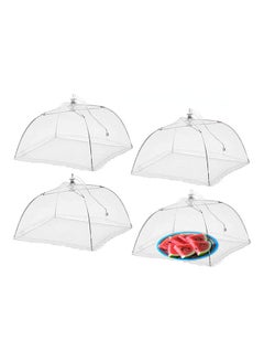 Buy 4-Piece Pop-Up Mesh Food Cover Set White 17x17x9inch in Saudi Arabia