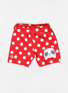 Buy Baby Girls Drawstring Detail Shorts Red in Saudi Arabia