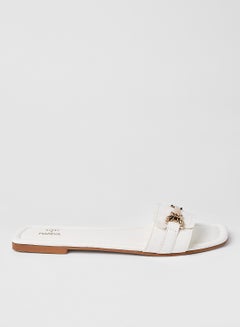 Buy Chain Slip On Flat Sandals White in Saudi Arabia