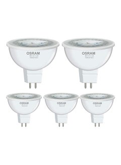 Buy Pack Of 5 GU5.3 Base Bulb MR16 36Degree 5.5W 2700K Spotlight 500lm With Holder Warm White in UAE