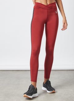 Buy Activewear Side Tape Tights Dark Red in Saudi Arabia