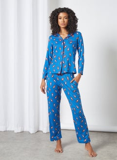 Buy All-Over Lantern Print Pyjama Set Blue in UAE