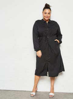 Buy Plus Size Shirt Dress Black in Saudi Arabia