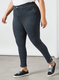 Buy Plus Size High Rise Skinny Jeans Black in UAE