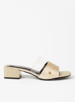 Buy Fashionable Heeled Sandals Gold/Clear/black in Saudi Arabia