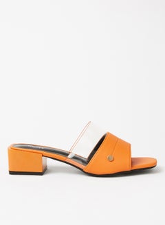 Buy Fashionable Heeled Sandals Orange/Black in Saudi Arabia