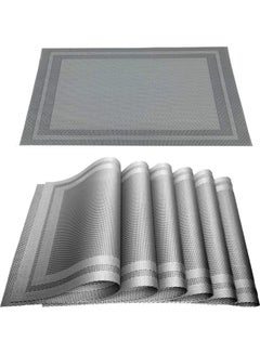 Buy 6-Piece Double Border Placemat Set Silver 45 x 31cm in Egypt