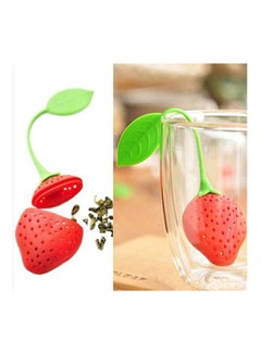 اشتري Silicone Strawberry Design Loose Tea Leaf Strainer Herbal Spice Infuser Filter Tools Red-Green في مصر