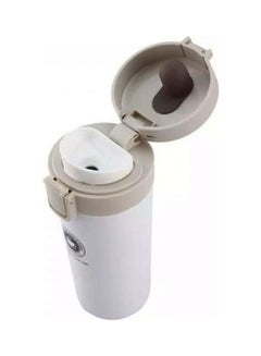 Buy Insulated Stainless Steel Thermal Mug  With Inner Strainer And Safety Button Beige/White in Egypt
