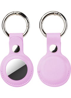 Buy Pack of 2 Keychain Holder For AirTag Leather Case Key Ring Pink in UAE