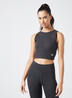 Buy Ribbed Crop Tank Top Black in Saudi Arabia