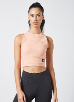 Buy Ribbed Crop Tank Top Pink in UAE