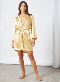 Buy Satin Loungewear Set Pale Yellow in UAE