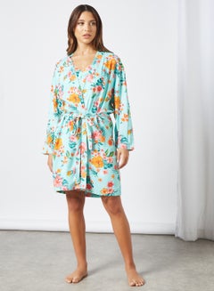 Buy Floral Nightdress Set Aqua in UAE