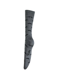 Buy Stylish Printed Fucky Long Socks Grey/Black in Saudi Arabia
