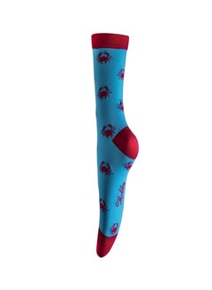 Buy Stylish Printed Long Socks Blue/Red in Saudi Arabia