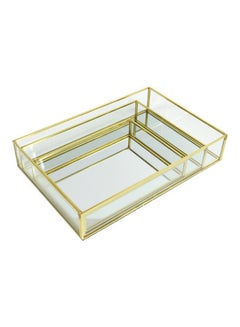 Buy 3-Piece Metal Glass Serving Trays Gold/Clear 30x20x5cm in Saudi Arabia