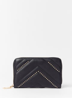 Buy Studded Zip Around Wallet Black in Saudi Arabia